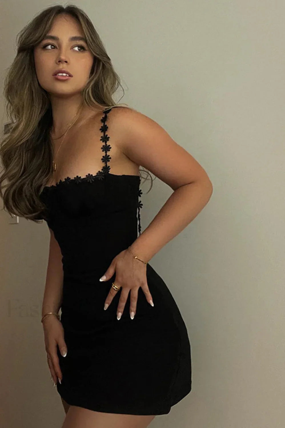 Tayna Black Stylish Mini Dress