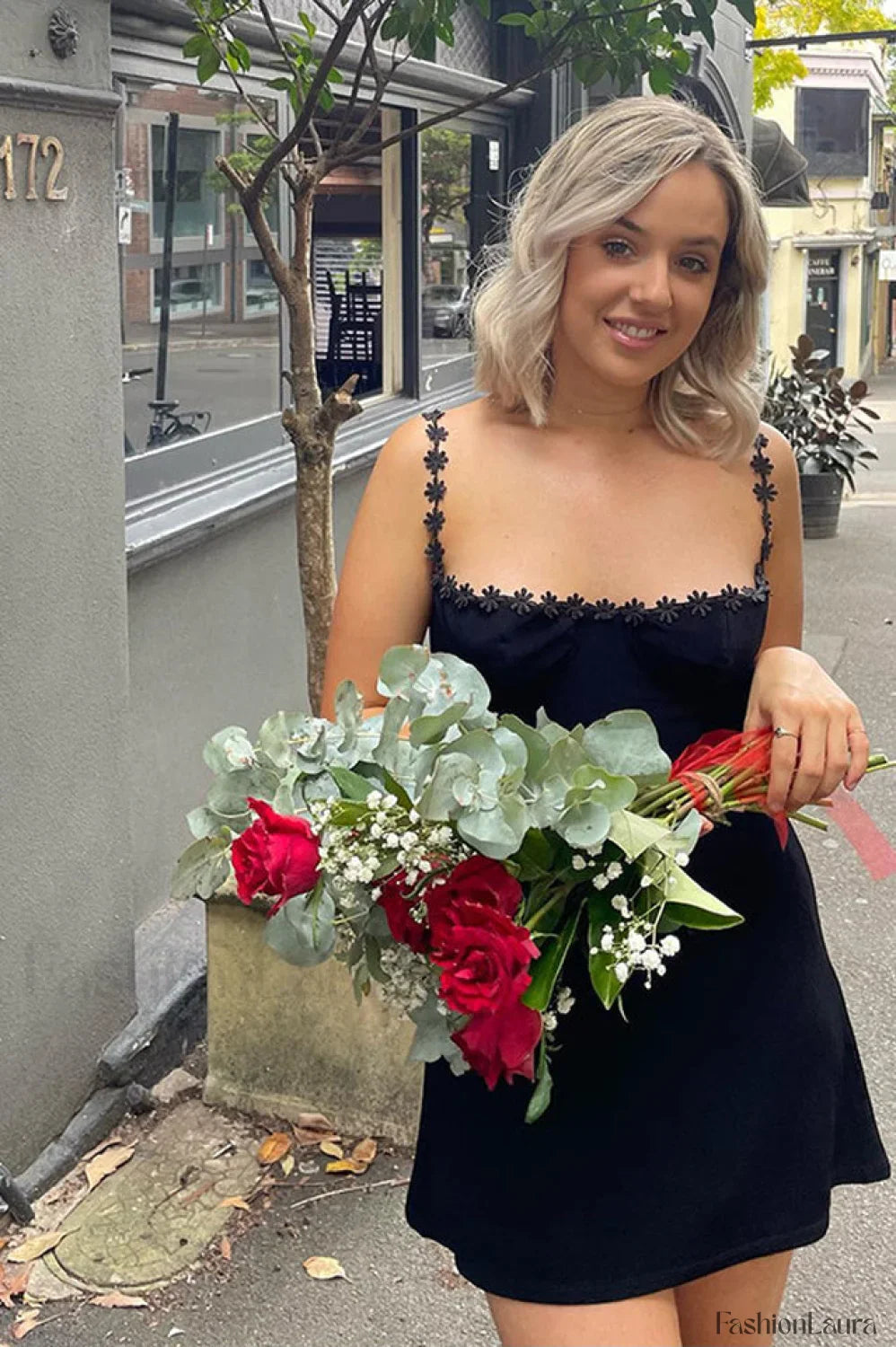 Tayna Black Stylish Mini Dress