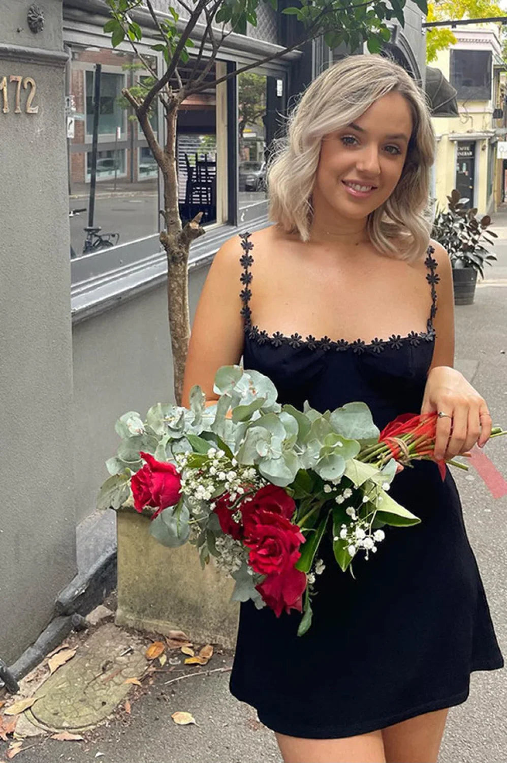 Tayna Black Stylish Mini Dress