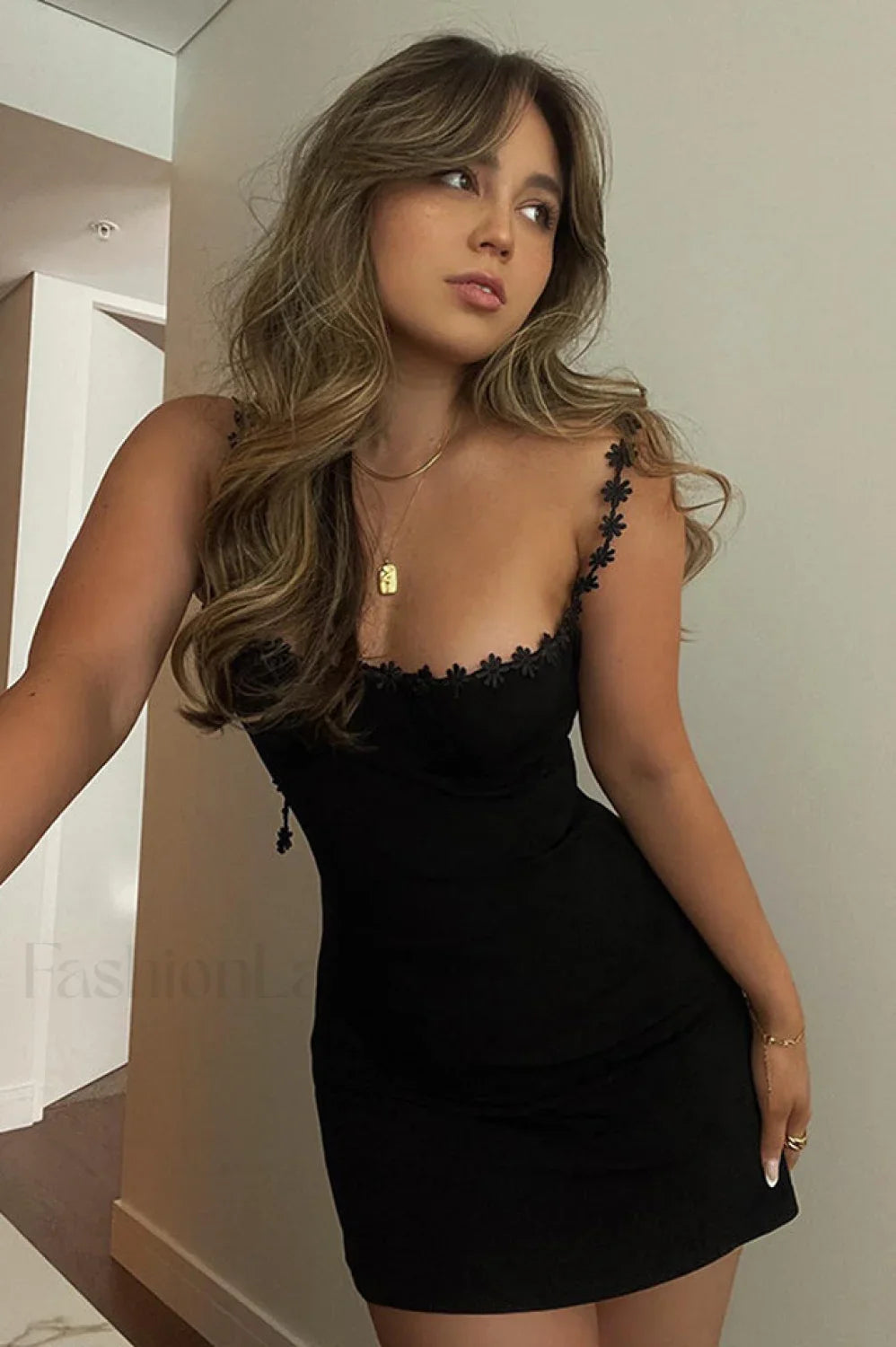 Tayna Black Stylish Mini Dress