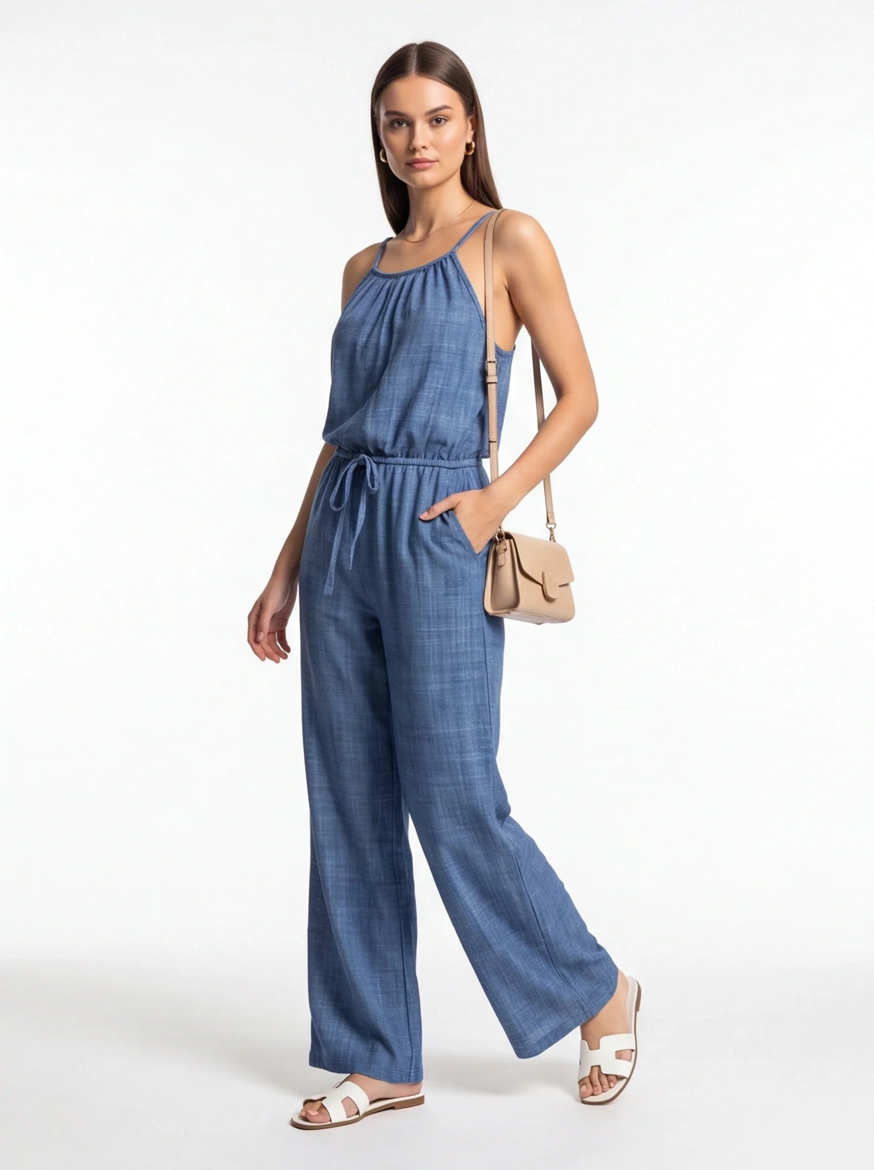 Stylish Lightweight Summer Jumpsuit with Pockets & Adjustable Straps