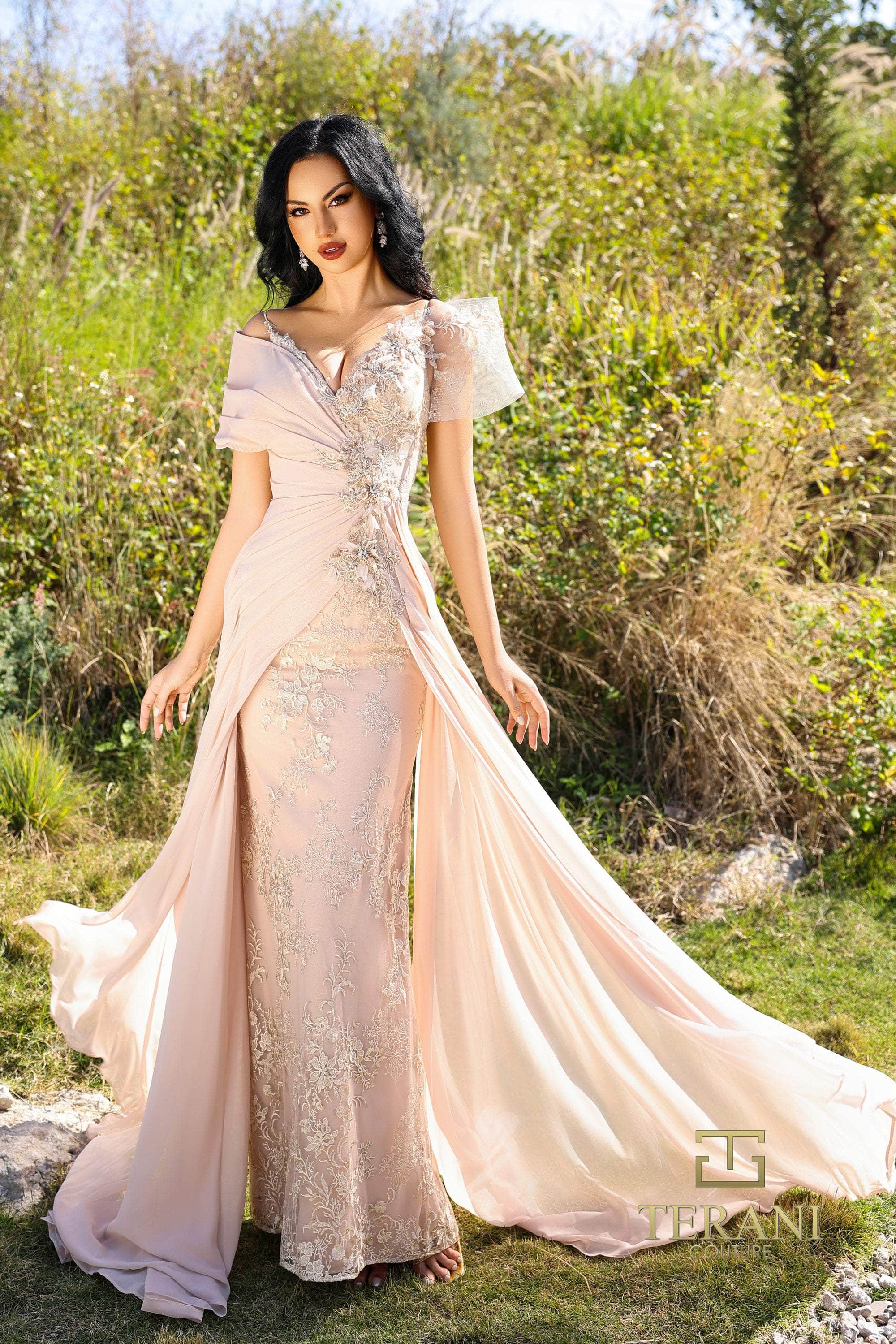 Terani Couture 252M5308 - Off Shoulder Draped Formal Gown Special Occasion Dress
