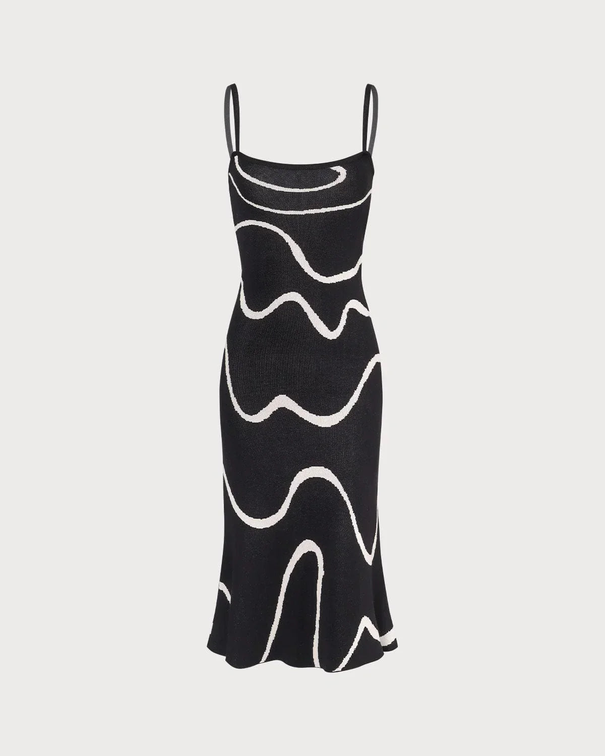 The Black Wave Knit Midi Dress