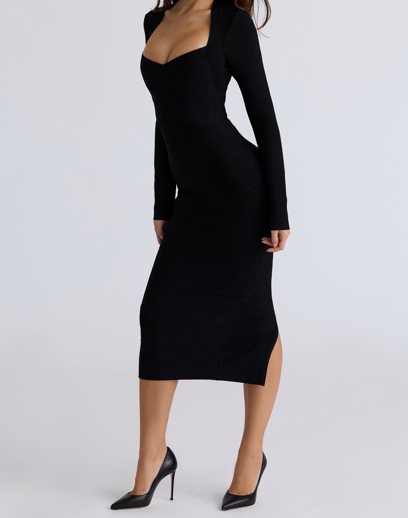 Long Sleeve Bandage Midi Dress - View 2