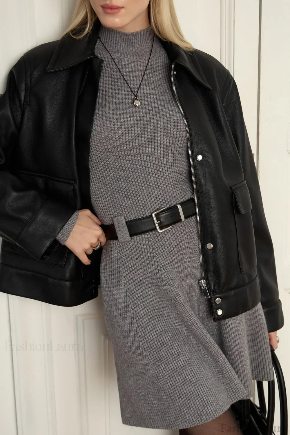 Thick Knit Turtleneck Sweater Dress