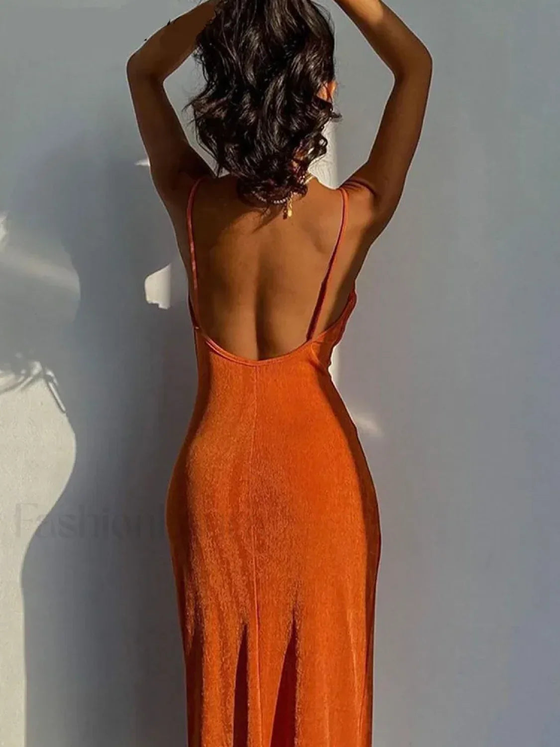 Thigh-Split Slip Midi Dress