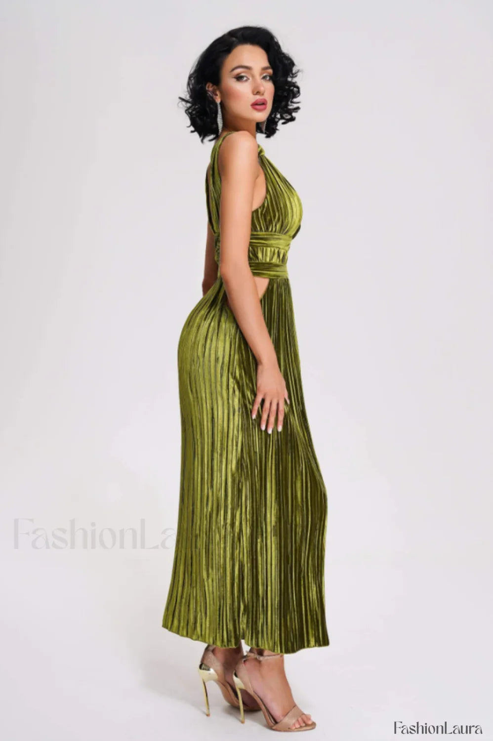 Thyme Velvet Stylish Slit Midi Dress