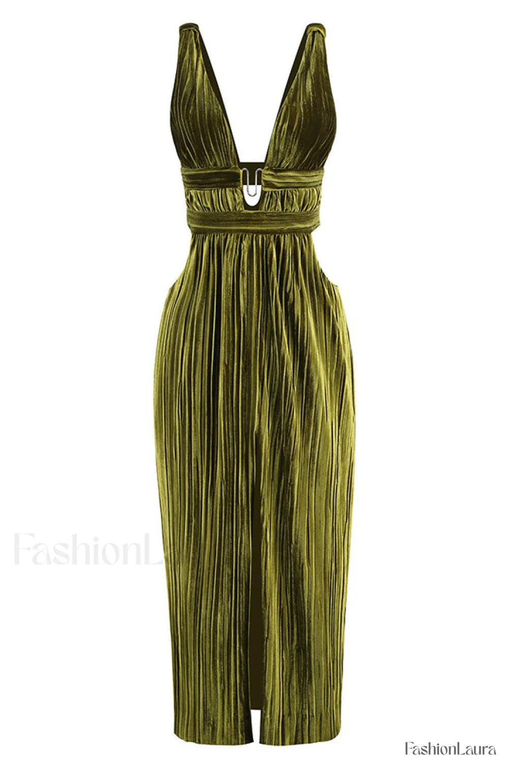 Thyme Velvet Stylish Slit Midi Dress