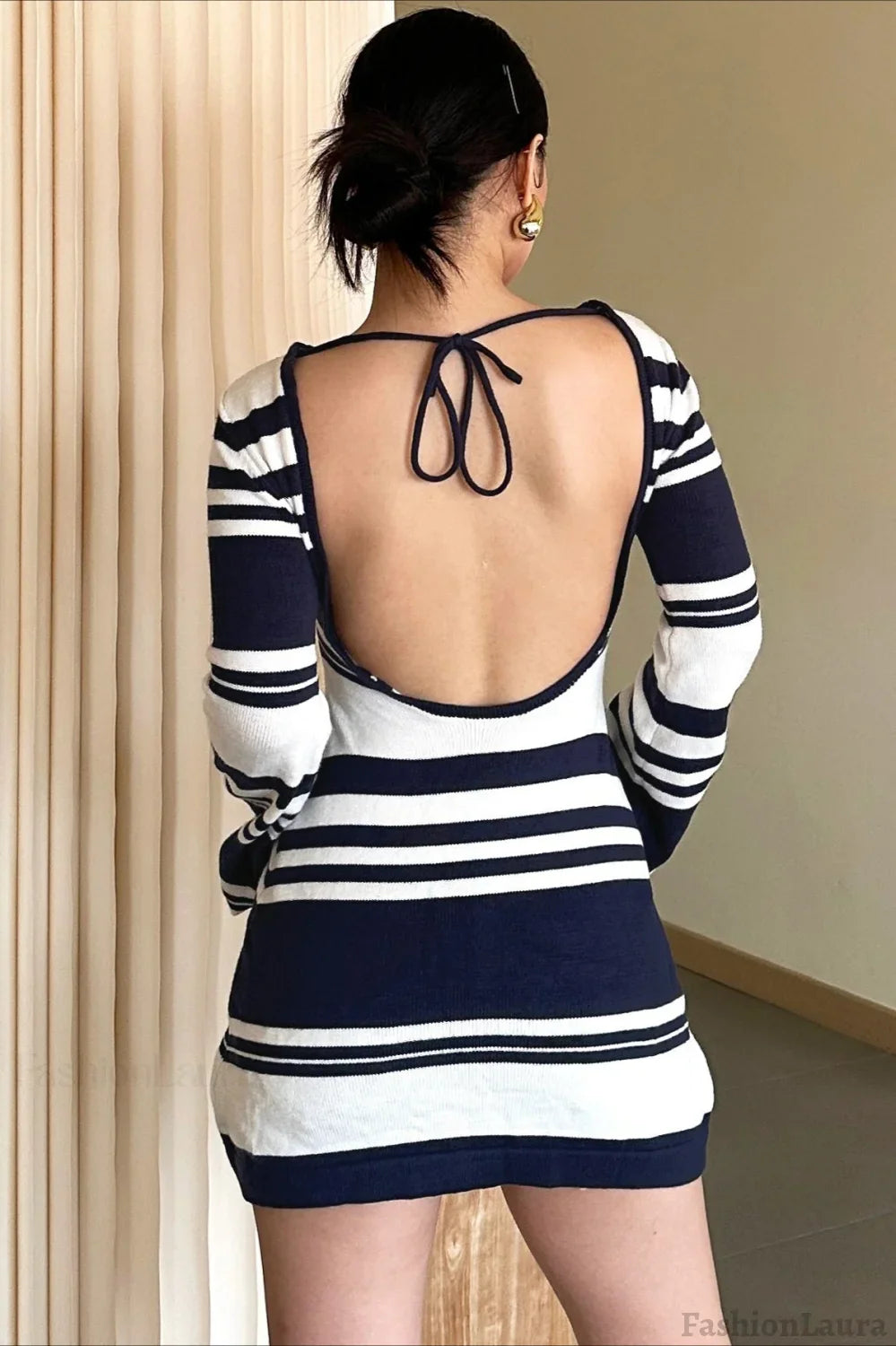 Tie Back Flare Sleeve Sweater Dress