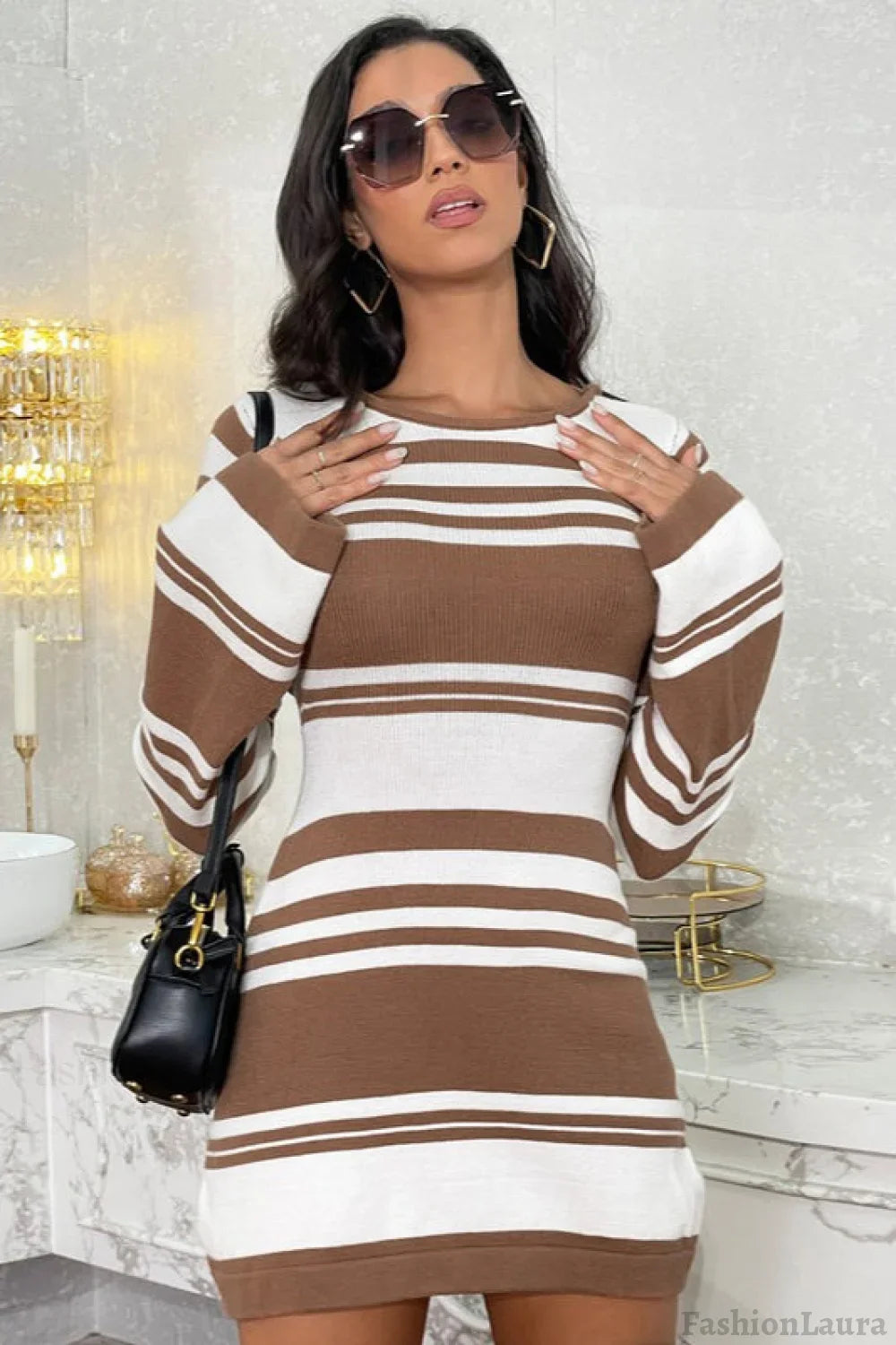 Tie Back Flare Sleeve Sweater Dress