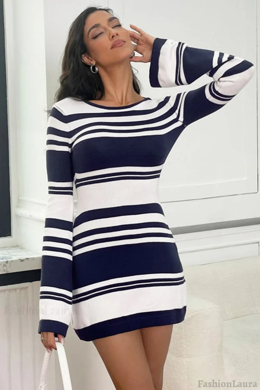 Tie Back Flare Sleeve Sweater Dress