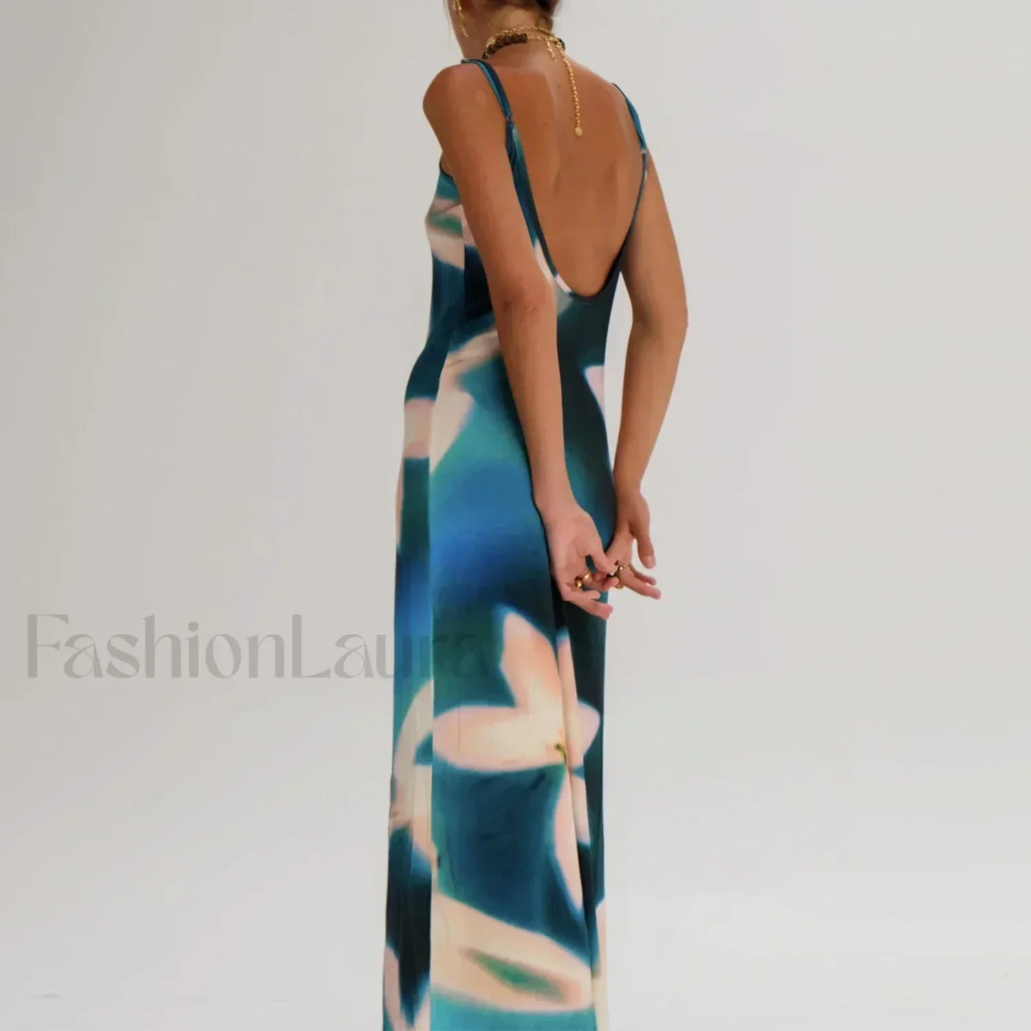 Tie Dye Floral Bodycon Maxi Dress