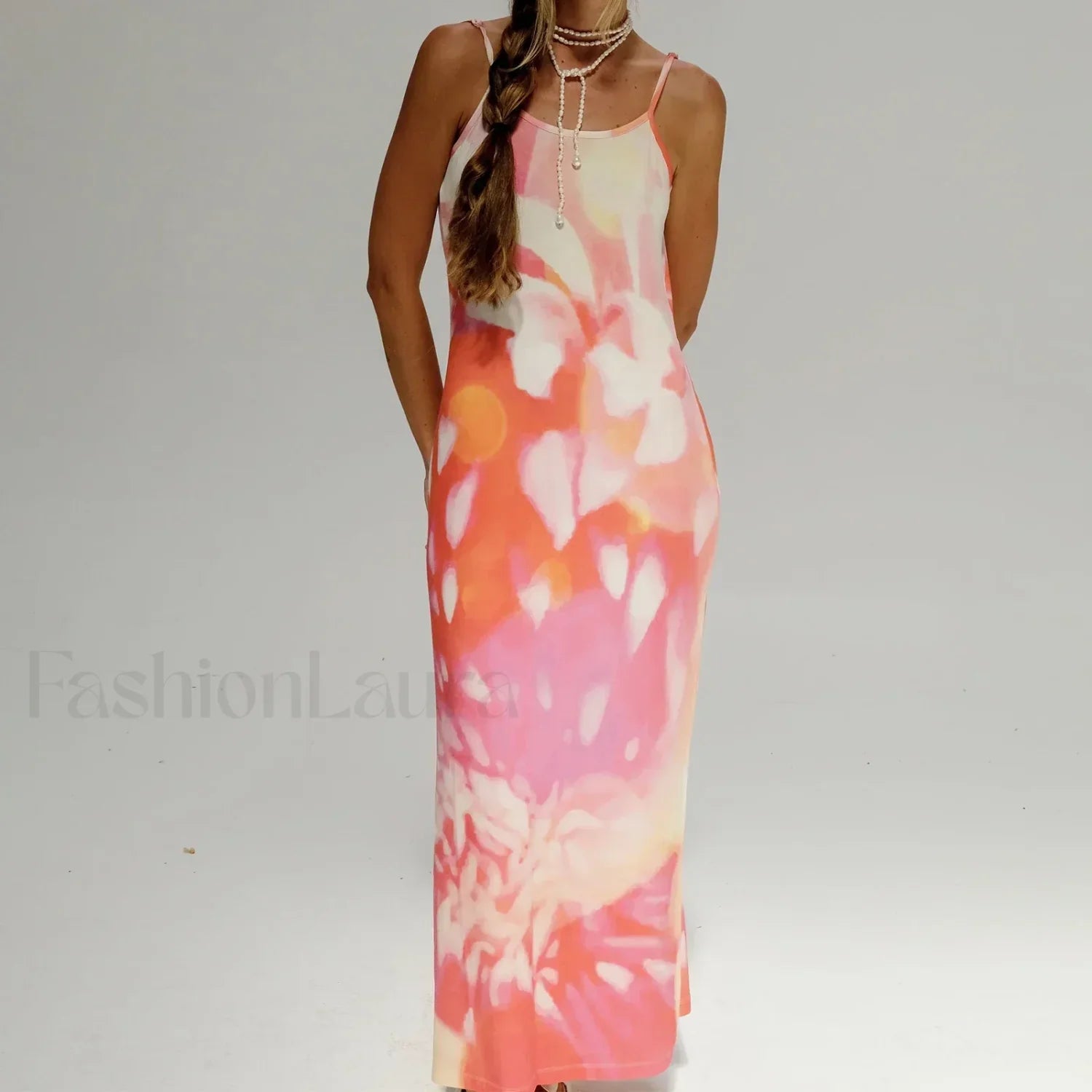 Tie Dye Floral Bodycon Maxi Dress