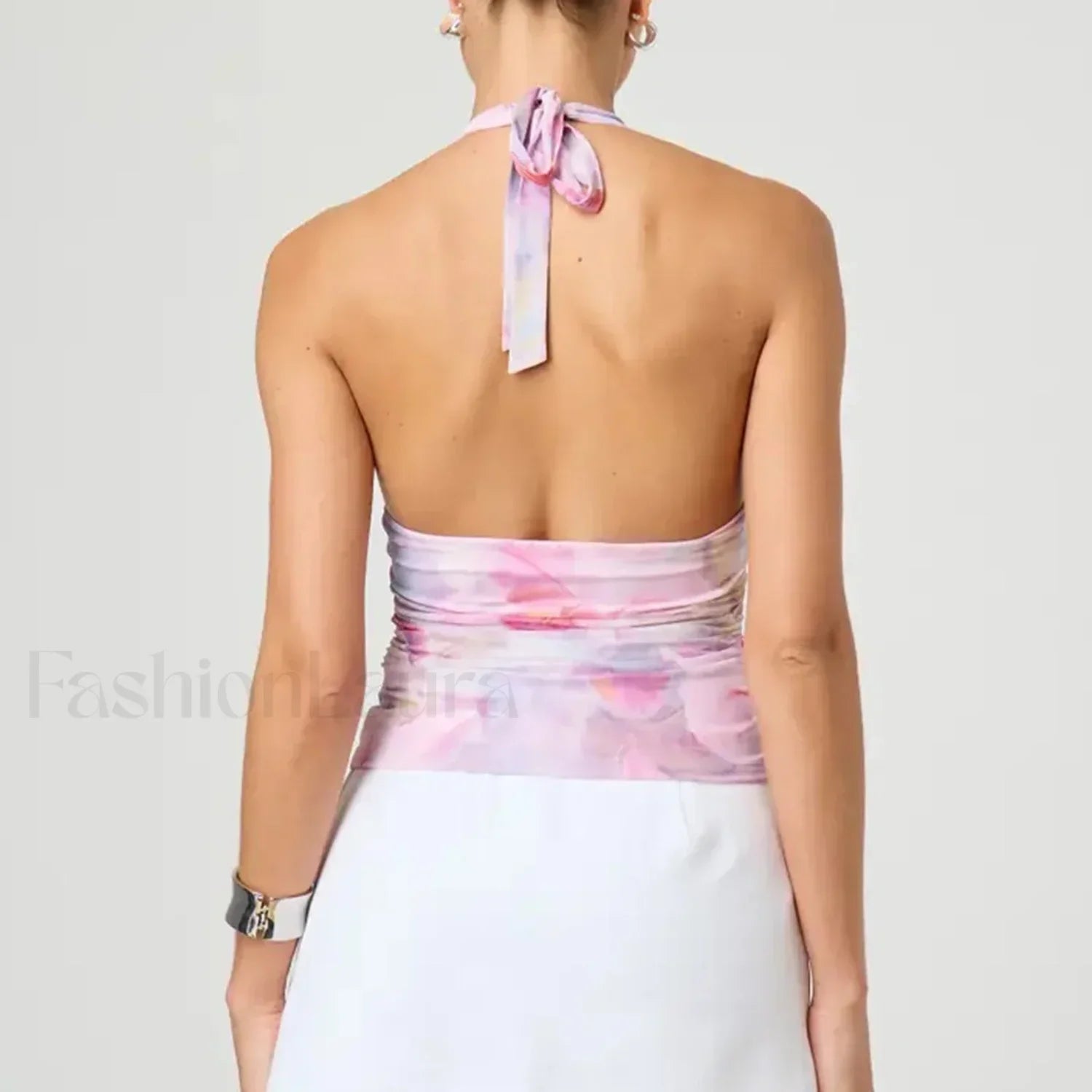 Tie-Dye Halter Backless Crop Top