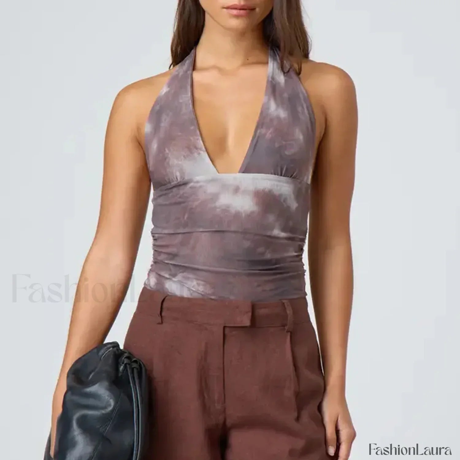 Tie-Dye Halter Backless Crop Top