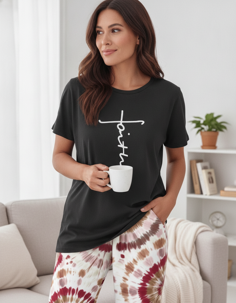 Tie Dye Pajama Set Faith Print