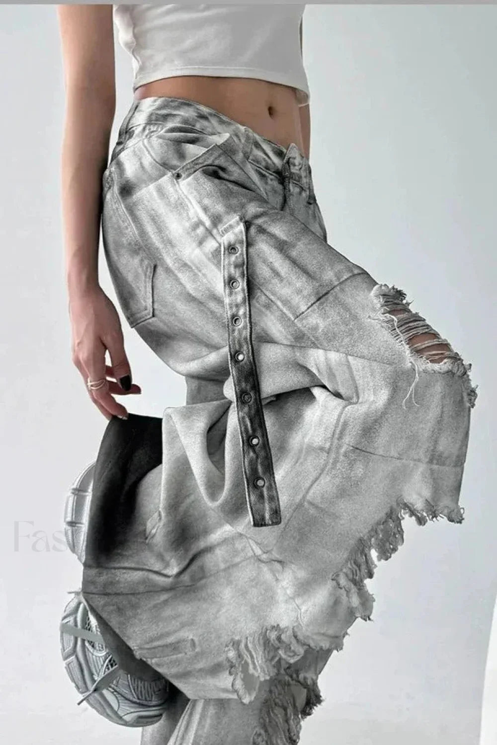 Tie Dye Ripped Wide Leg Jeans