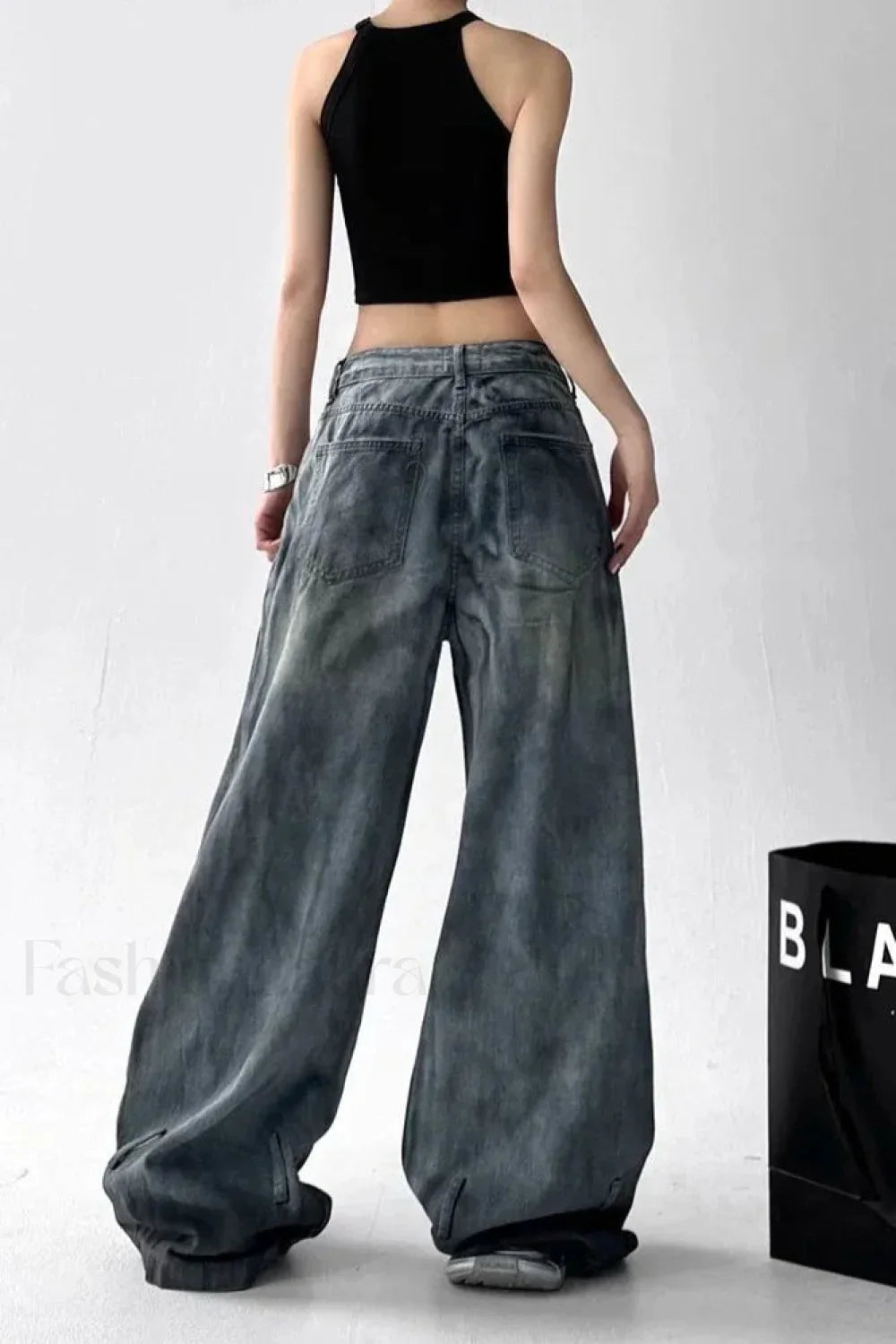 Tie Dye Ripped Wide Leg Jeans