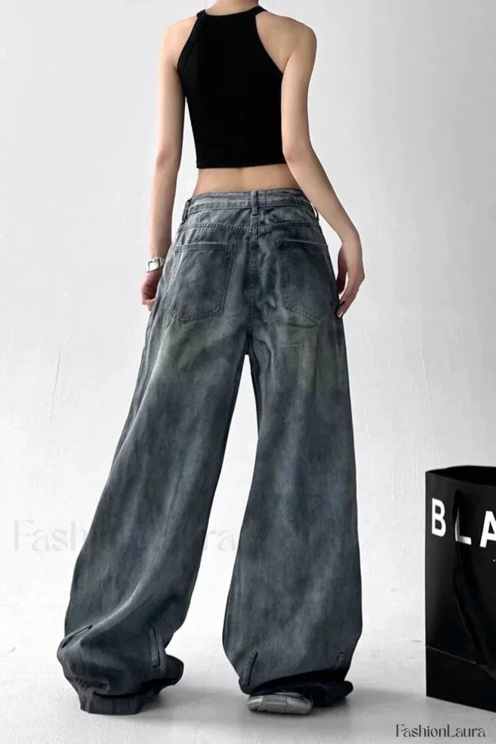 Tie Dye Ripped Wide Leg Jeans