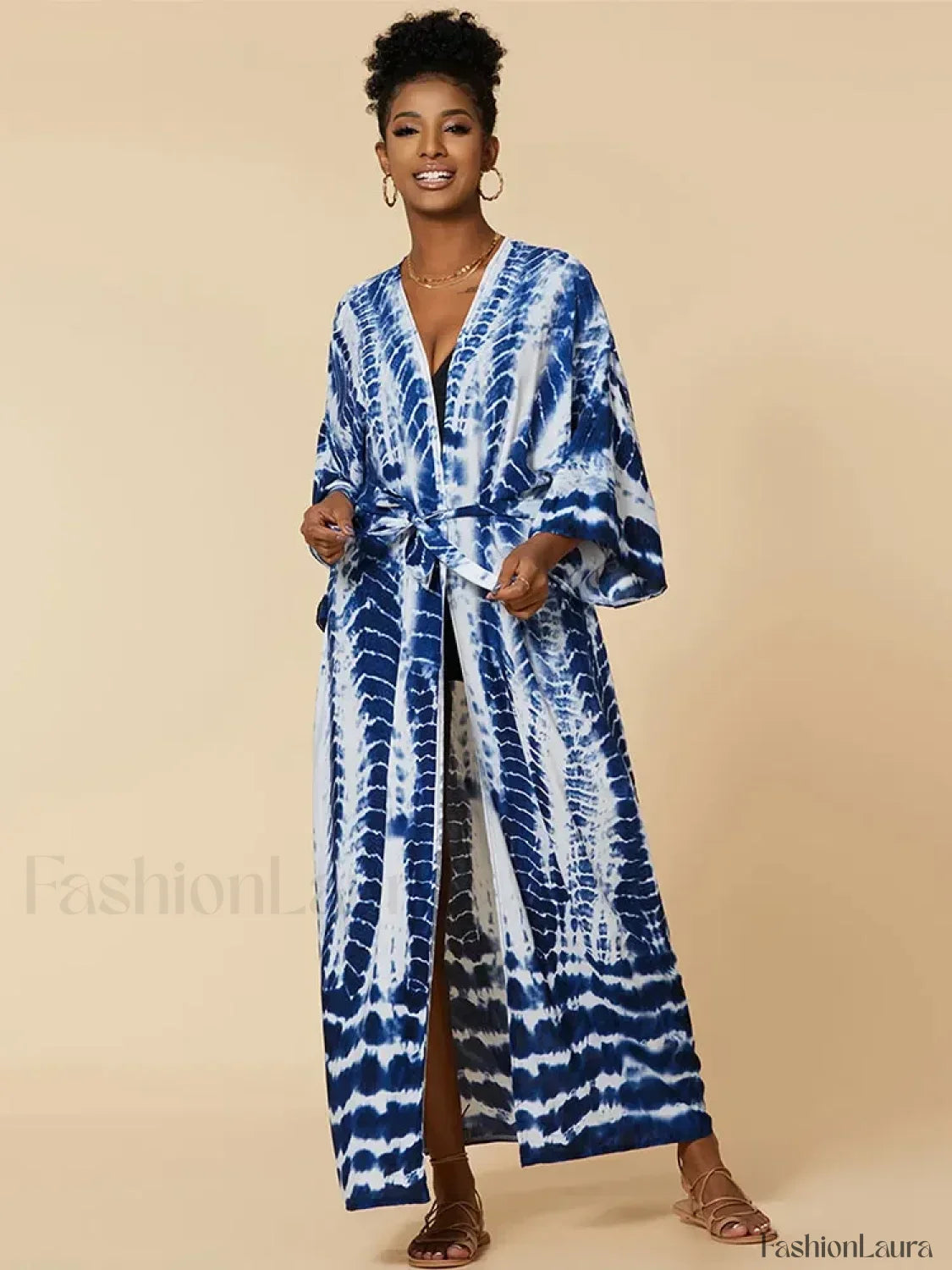 Tie dye Striped Tunic Cover Up