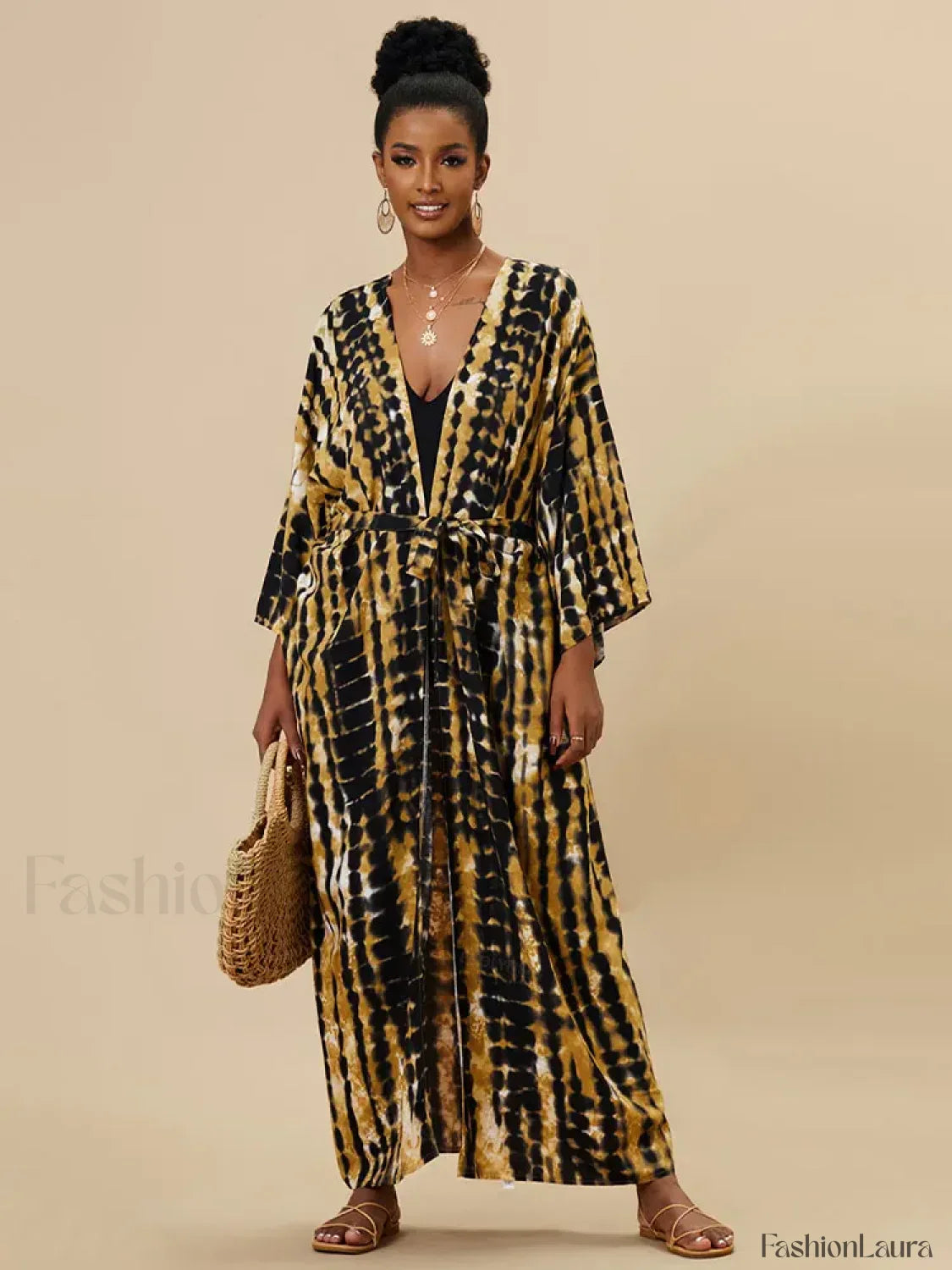 Tie dye Striped Tunic Cover Up