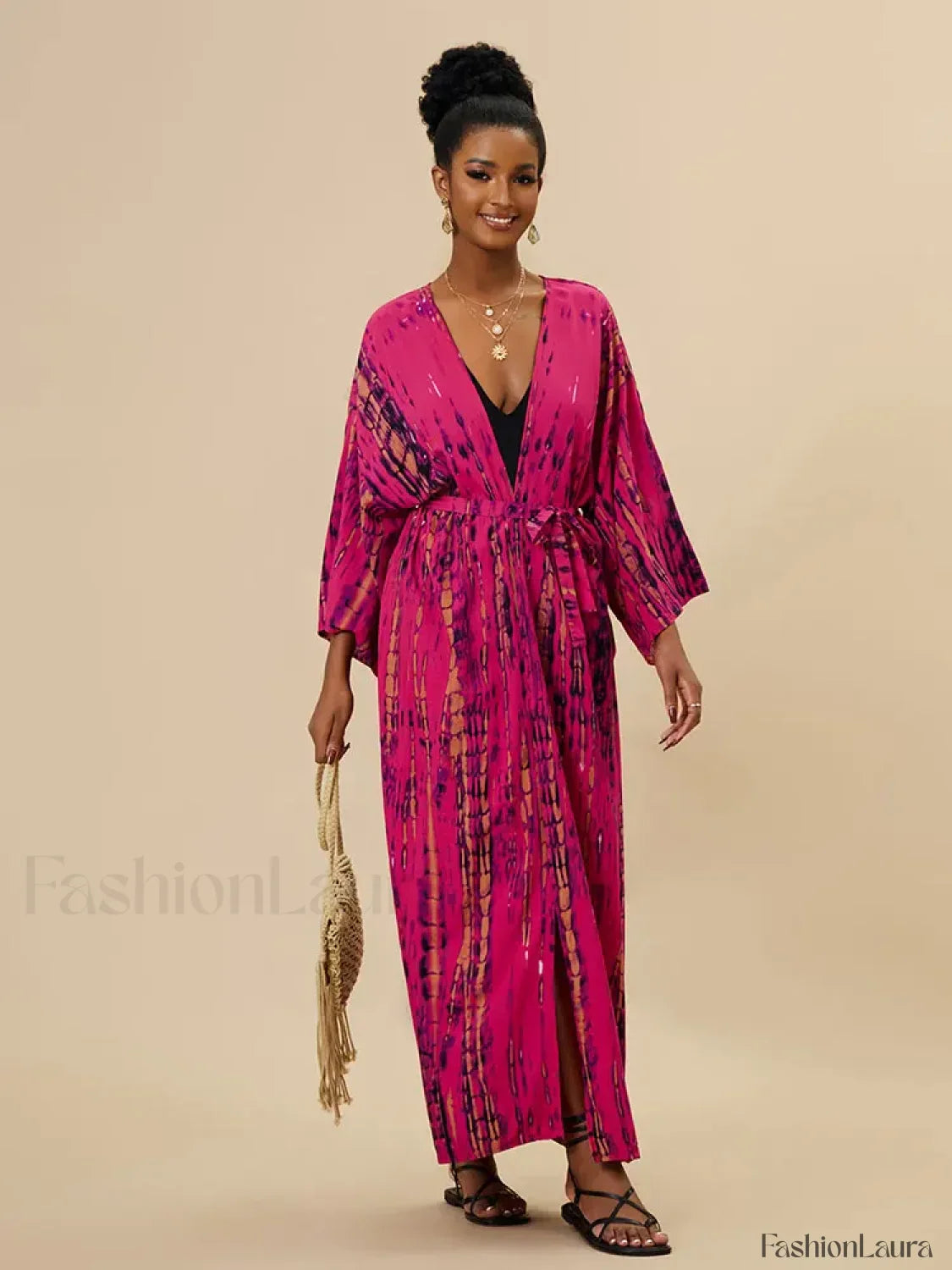 Tie dye Striped Tunic Cover Up