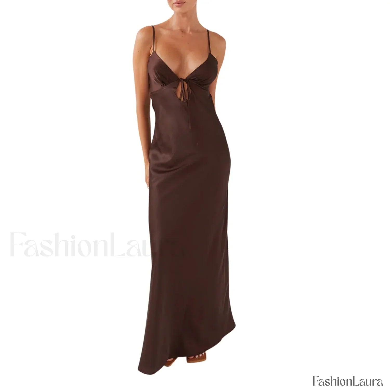 Tie Front Backless Cami Maxi Dress