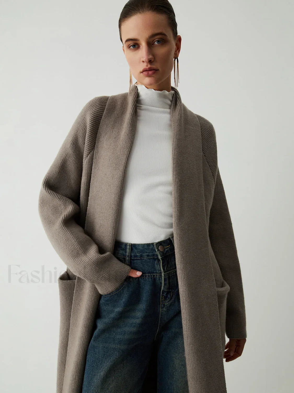 Tie Front Graceful Longline Kimono Coat