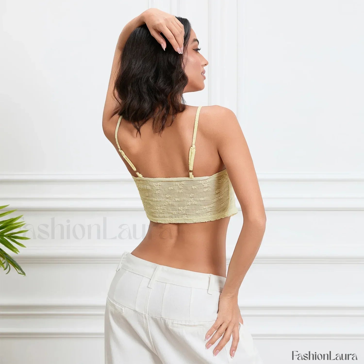 Tie-Front Lace Trim Crop Top
