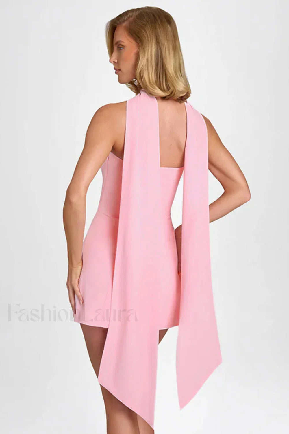 Tie Neck Strapless Mini Dress