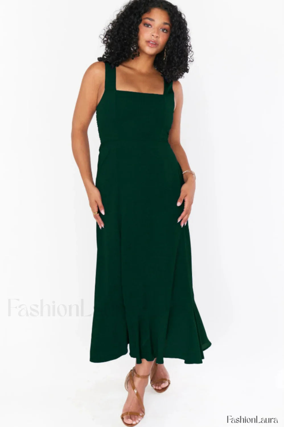 Tie Shoulder Stylish Boho Midi Dress