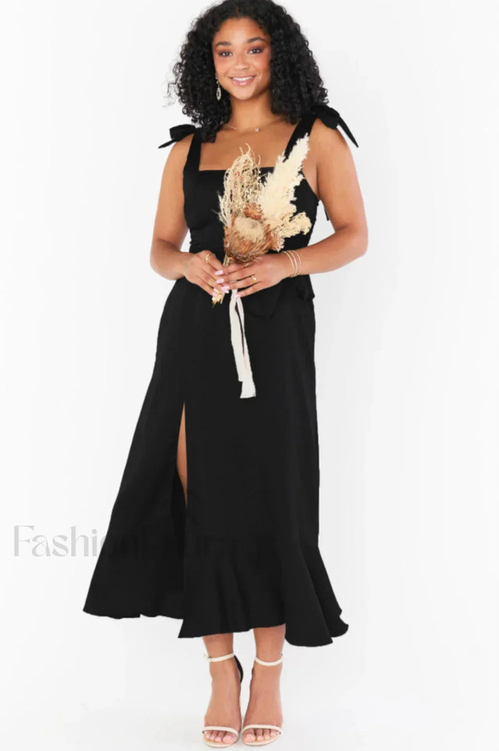 Tie Shoulder Stylish Boho Midi Dress