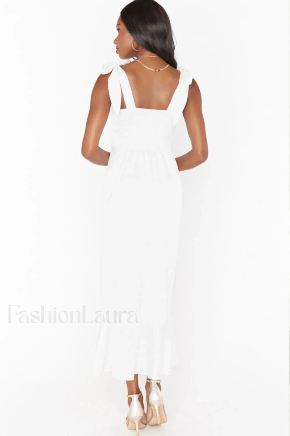 Tie Shoulder Stylish Boho Midi Dress