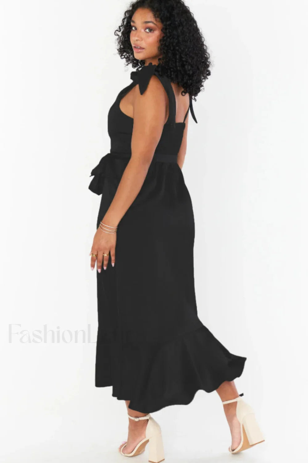 Tie Shoulder Stylish Boho Midi Dress