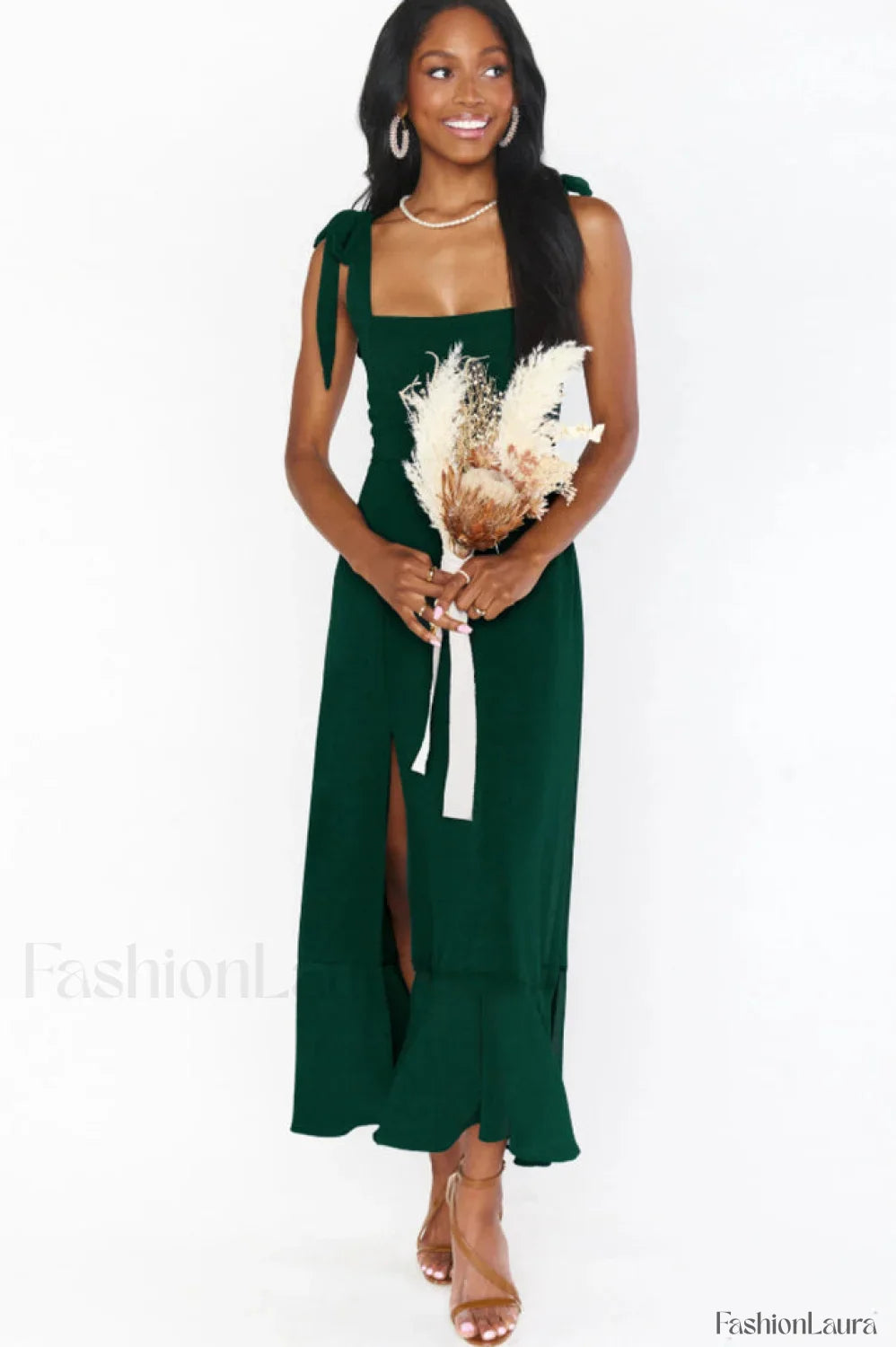 Tie Shoulder Stylish Boho Midi Dress