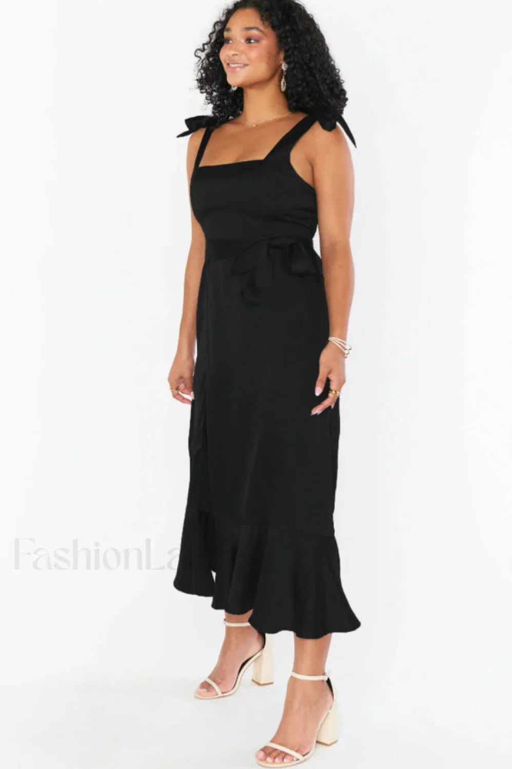 Tie Shoulder Stylish Boho Midi Dress