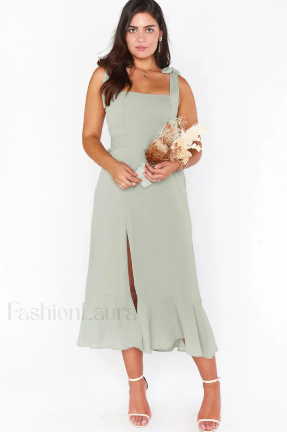 Tie Shoulder Stylish Boho Midi Dress