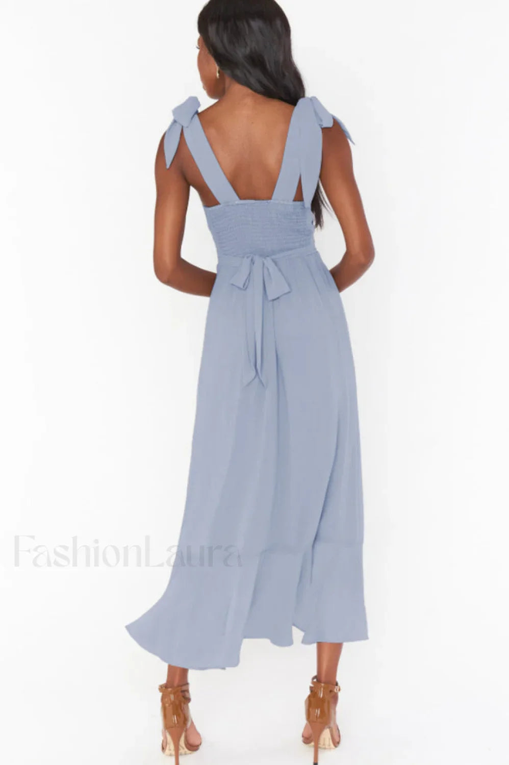 Tie Shoulder Stylish Boho Midi Dress