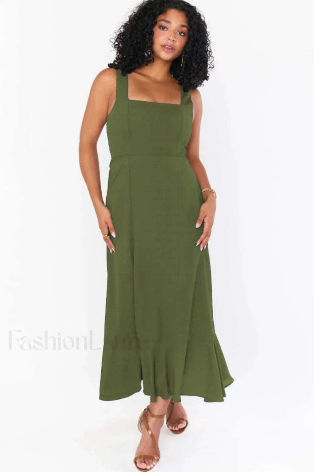 Tie Shoulder Stylish Boho Midi Dress