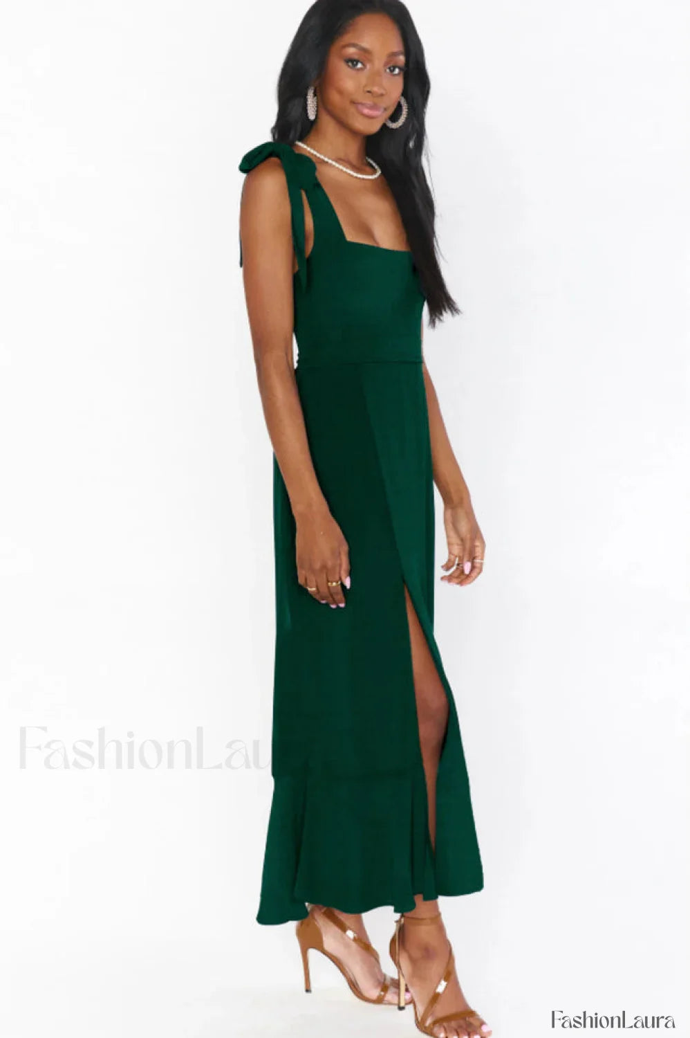 Tie Shoulder Stylish Boho Midi Dress