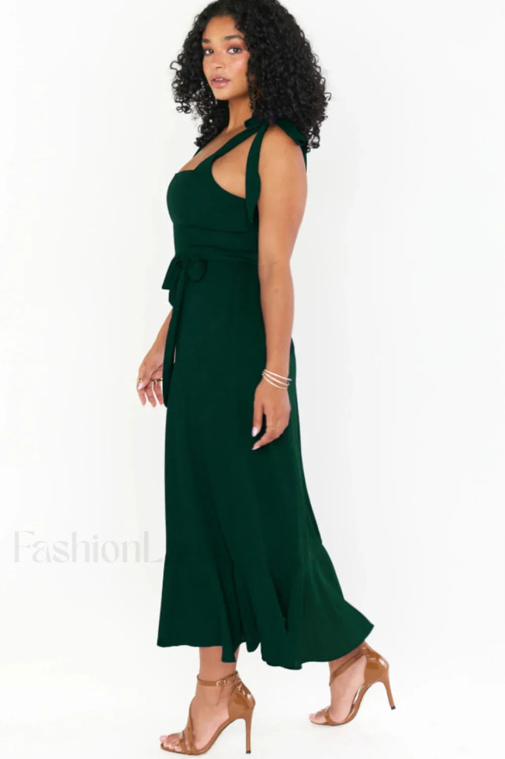 Tie Shoulder Stylish Boho Midi Dress