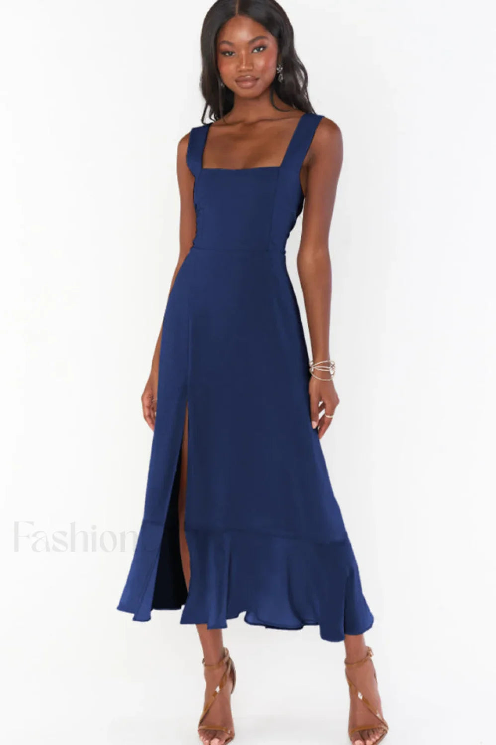 Tie Shoulder Stylish Boho Midi Dress