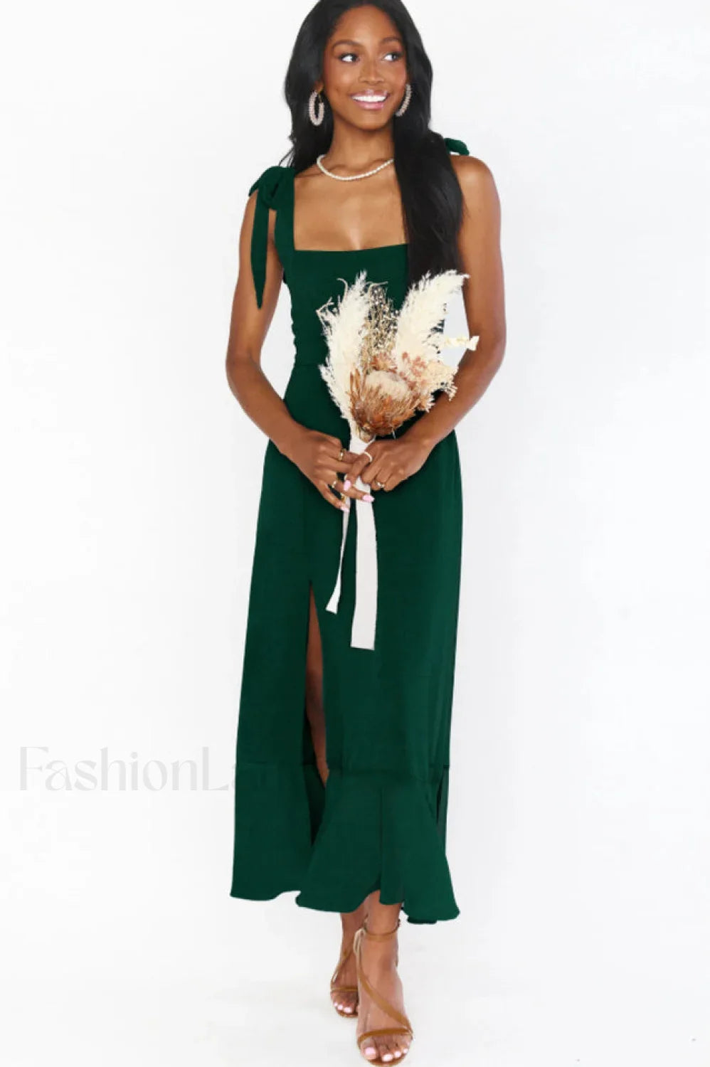 Tie Shoulder Stylish Boho Midi Dress