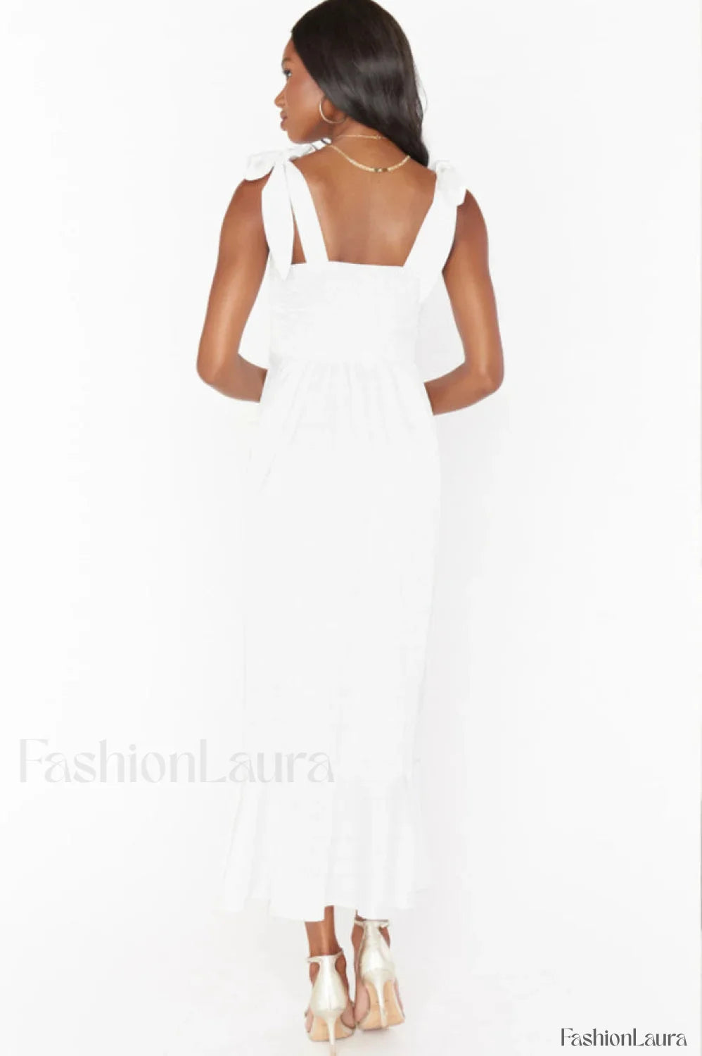 Tie Shoulder Stylish Boho Midi Dress