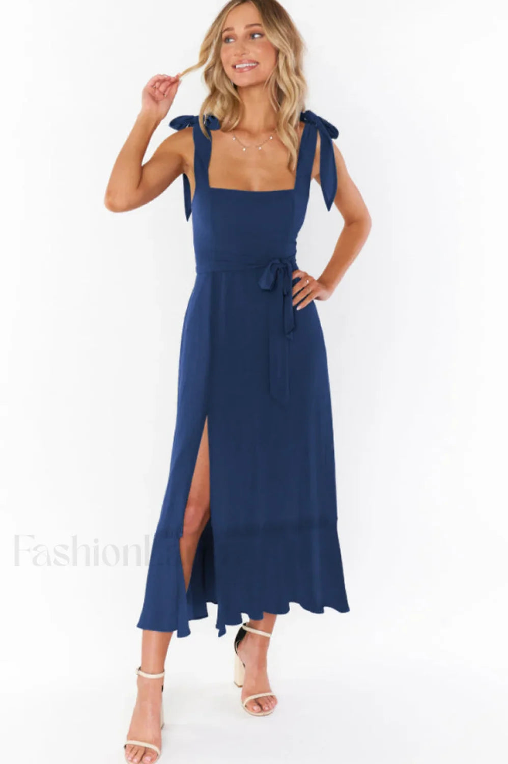 Tie Shoulder Stylish Boho Midi Dress