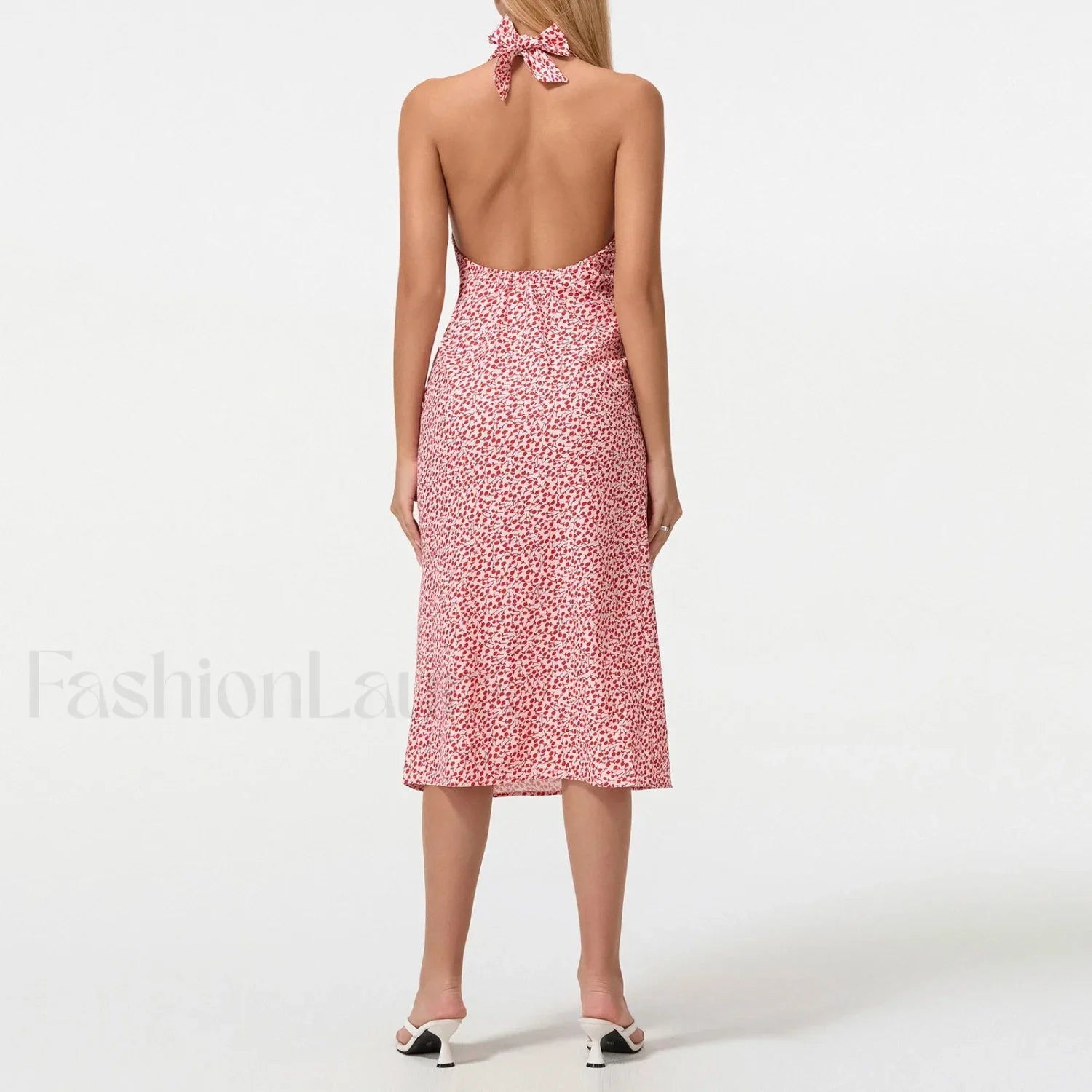 Tie-Up Deep V Midi Dress