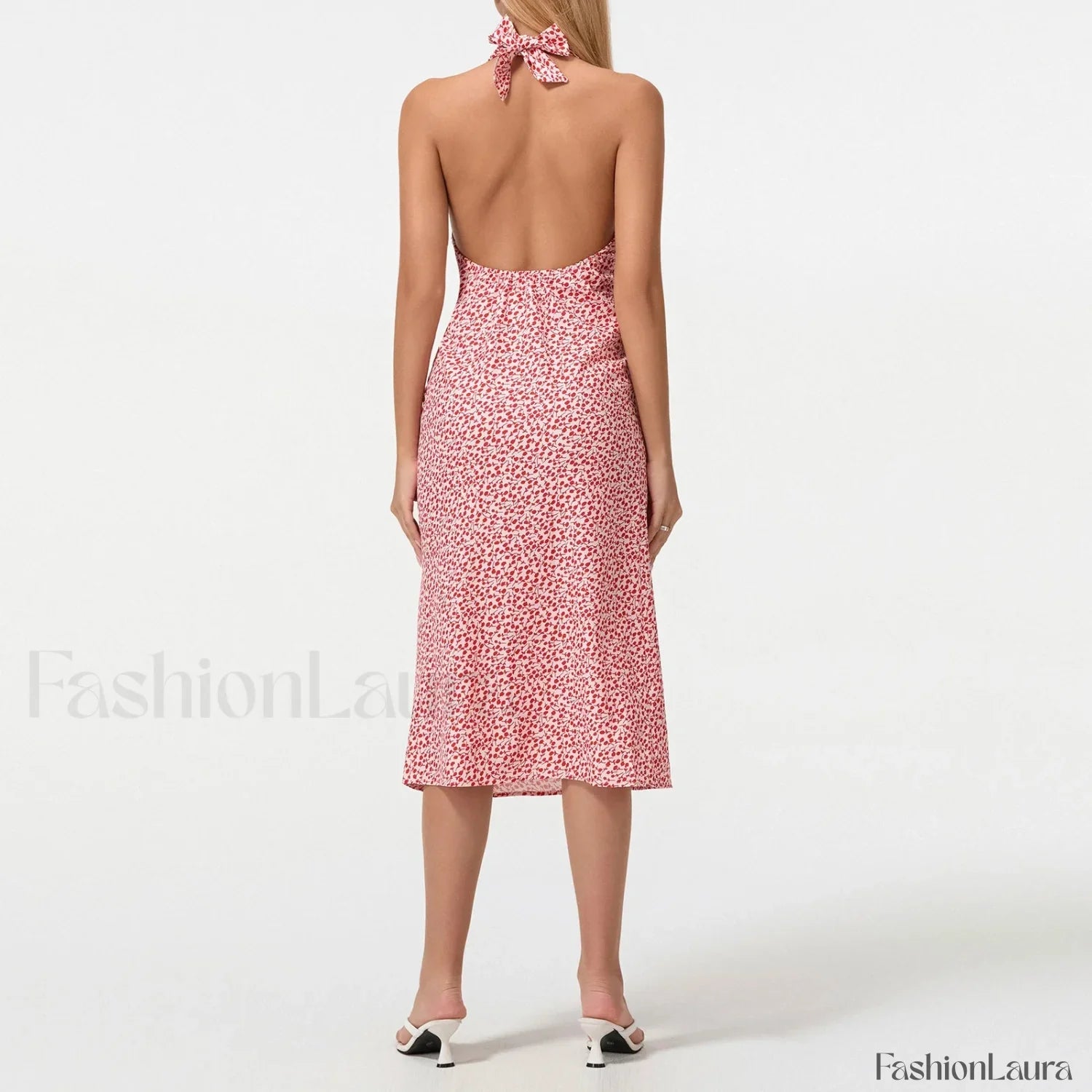 Tie-Up Deep V Midi Dress