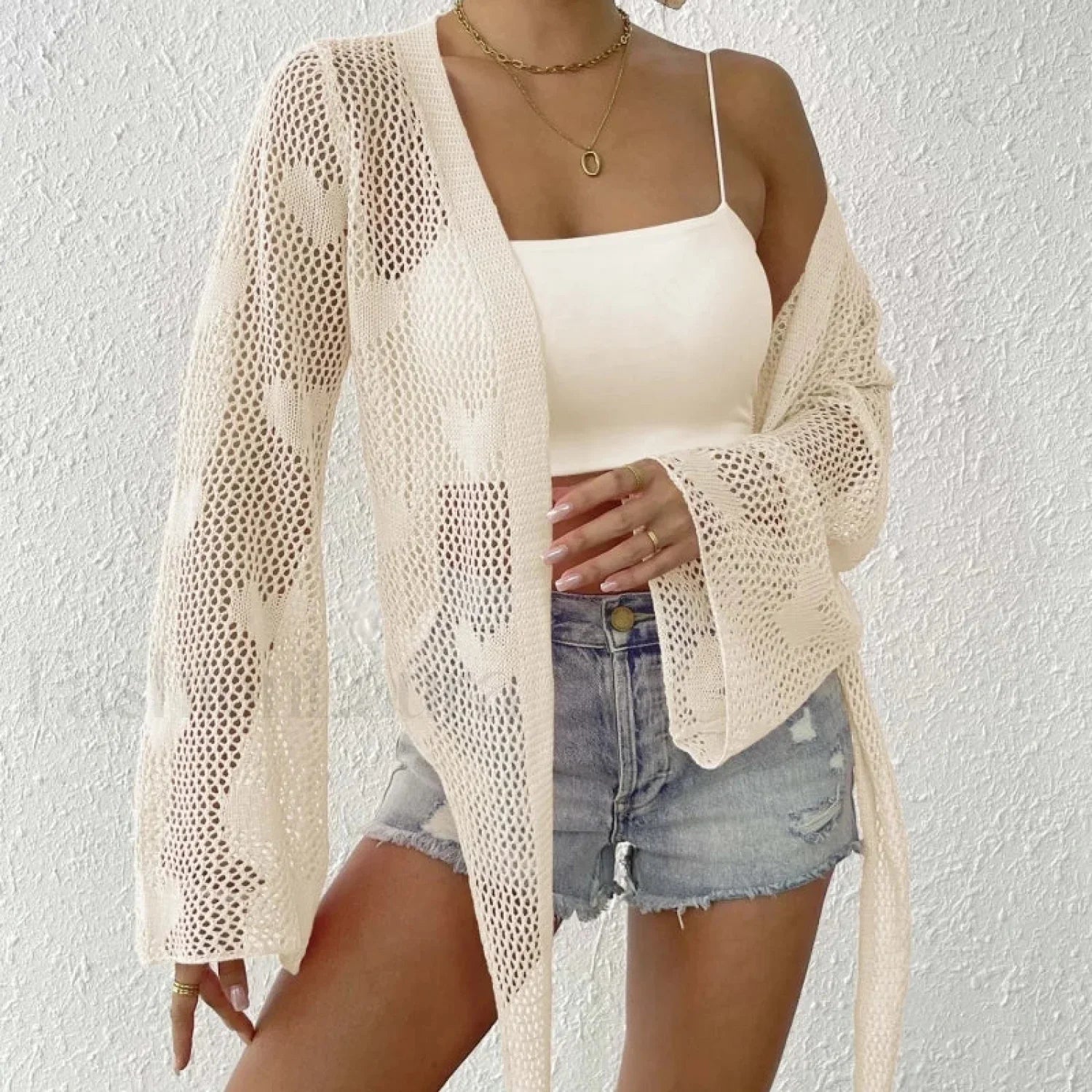 Tie-Up Loose Knit Beach Cover Up