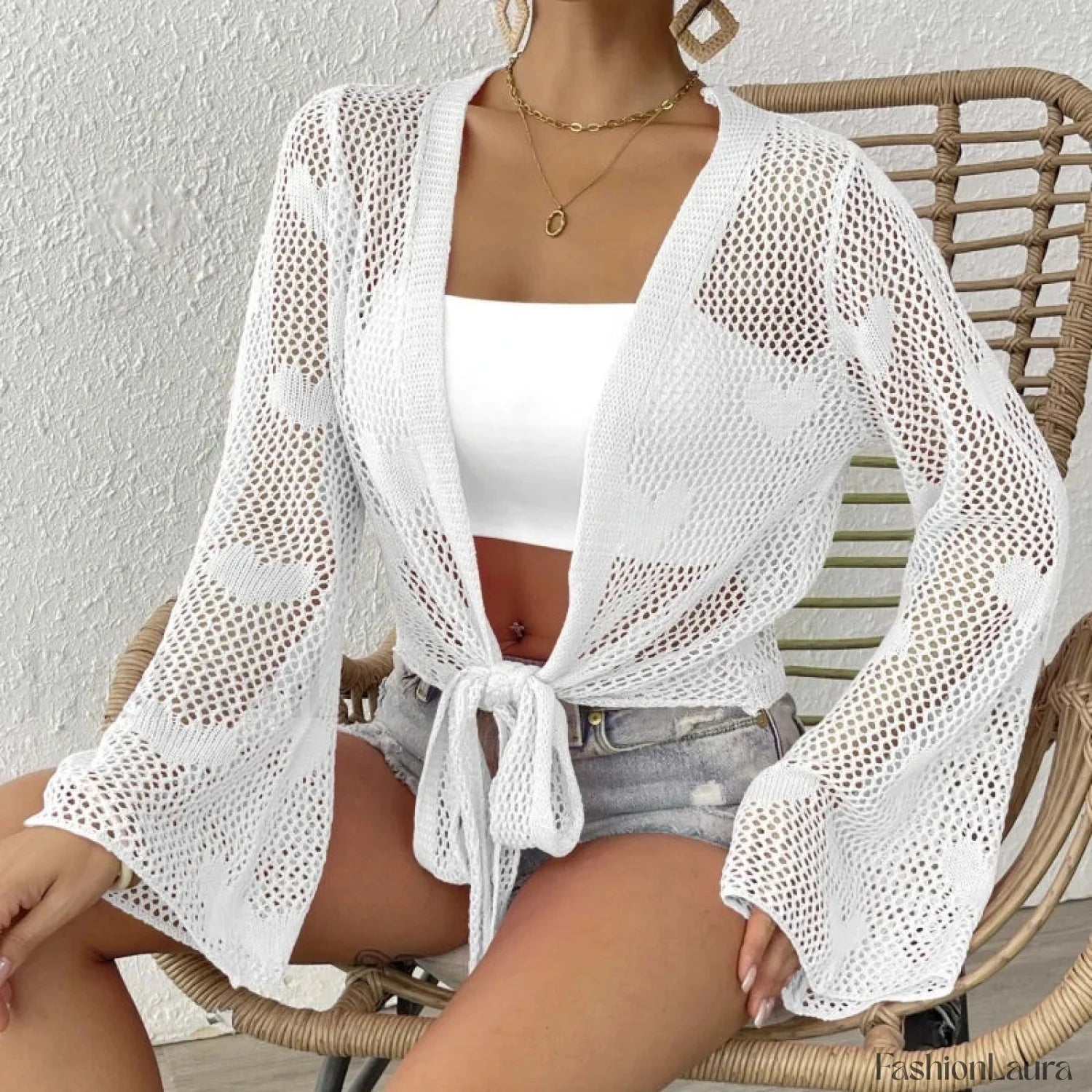 Tie-Up Loose Knit Beach Cover Up