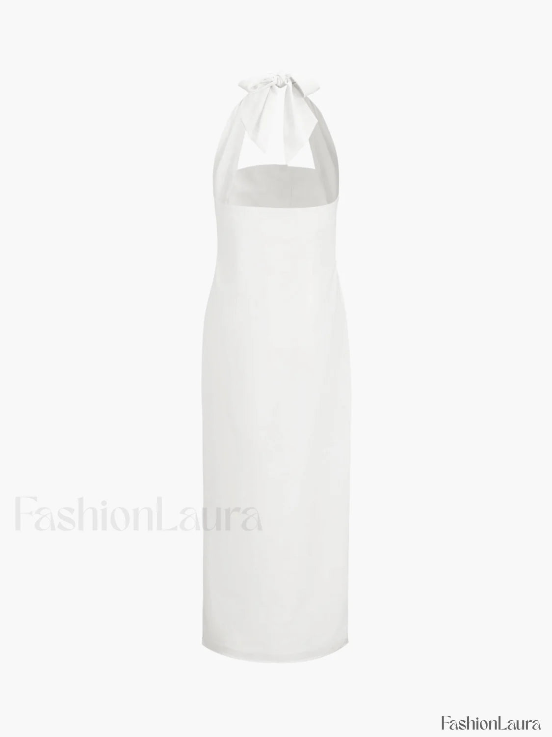 Tied Halter Open Back Modern Cotton Linen Midi Dress